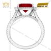 Nhẫn nữ vàng trắng Au750 đính kim cương và sapphire đỏ