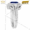 Nhẫn nữ vàng trắng Au750 đính kim cương và sapphire xanh dương