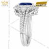 Nhẫn nữ vàng trắng Au750 đính kim cương và sapphire xanh dương