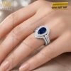 Nhẫn nữ vàng trắng Au750 đính kim cương và sapphire xanh dương