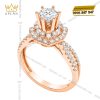 Nhẫn nữ vàng hồng Au750 đính kim cương