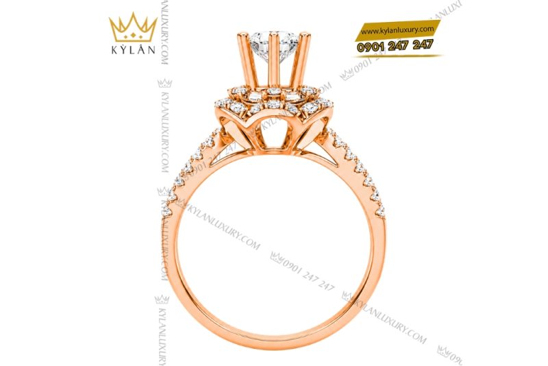 Nhẫn nữ vàng hồng Au750 đính kim cương