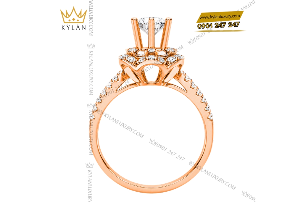 Kỳ Lân Luxury Nhan nu vang vang hong Au750 dinh kim cuong 7 Nhẫn nữ vàng hồng Au750 đính kim cương