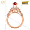 Nhẫn nữ vàng hồng Au750 đính kim cương và sapphire đỏ