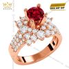 Nhẫn nữ vàng hồng Au750 đính kim cương và sapphire đỏ