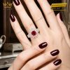 Nhẫn nữ vàng hồng Au750 đính kim cương và sapphire đỏ