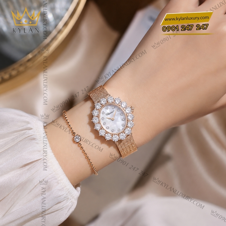 Kỳ Lân Luxury chopard lheure du diamant 10a393 5106 6 Đồng hồ Chopard L’Heure du Diamant xà cừ kim cương 10A393-5106