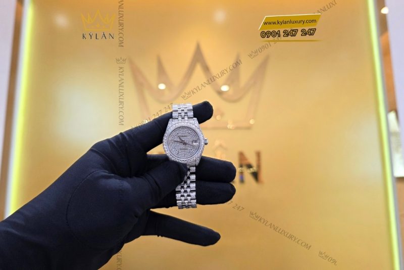 Đồng hồ Rolex Datejust 31 178174 custom full kim cương