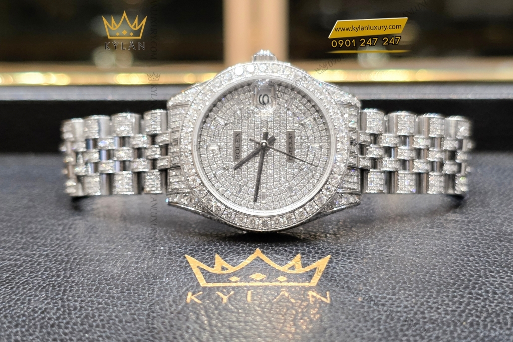Kỳ Lân Luxury rolex datejust 31 178174 custom full kim cuong 12 Đồng hồ Rolex Datejust 31 178174 custom full kim cương