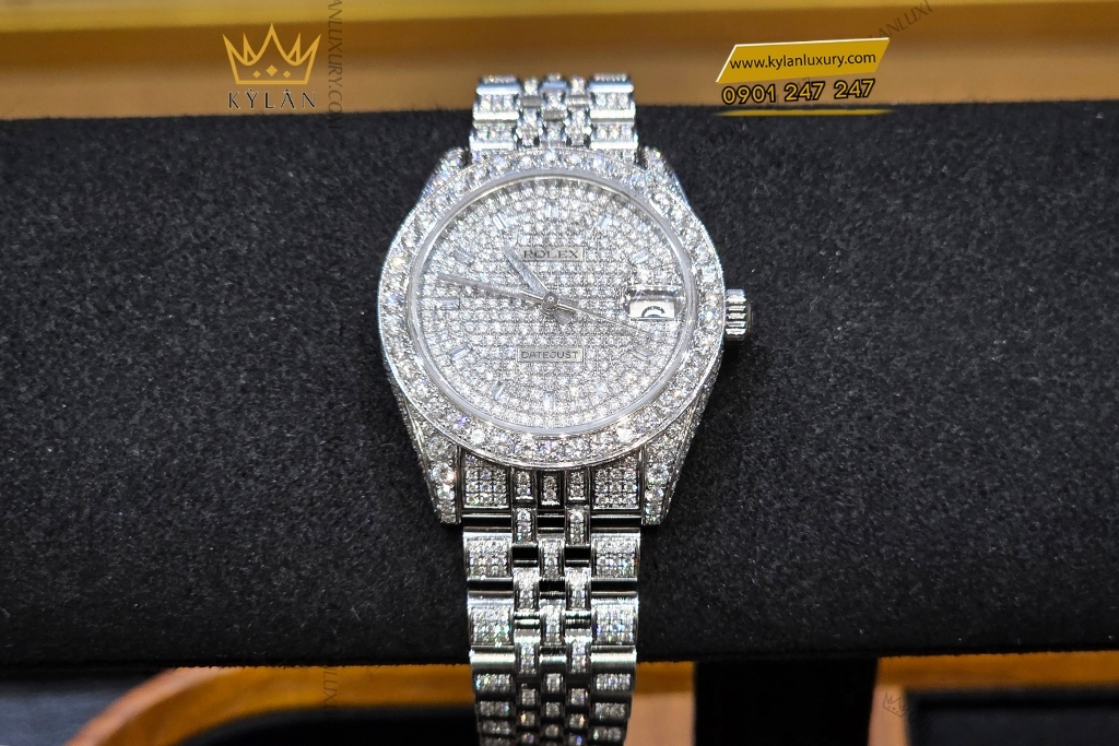 Kỳ Lân Luxury rolex datejust 31 178174 custom full kim cuong 7 Đồng hồ Rolex Datejust 31 178174 custom full kim cương