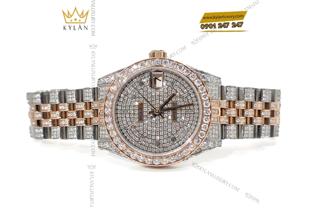 Kỳ Lân Luxury rolex datejust 31 178271 custom full kim cuong 7 Đồng hồ Rolex Datejust 31 178271 custom full kim cương