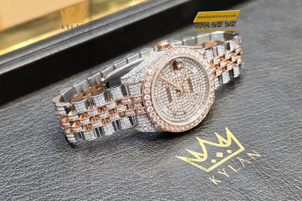 Kỳ Lân Luxury rolex datejust 31 178271 custom full kim cuong 8 Đồng hồ Rolex Datejust 31 178271 custom full kim cương