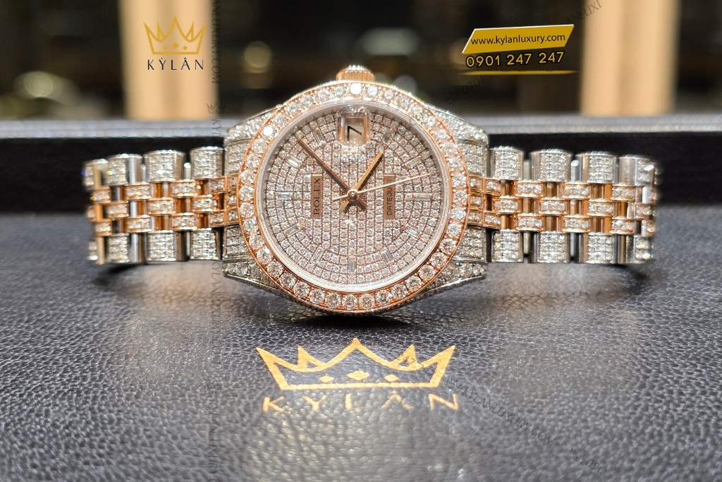 Kỳ Lân Luxury rolex datejust 31 178271 custom full kim cuong 9 Đồng hồ Rolex Datejust 31 178271 custom full kim cương