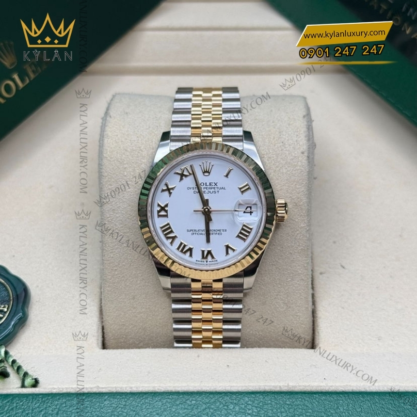 Kỳ Lân Luxury rolex datejust 31 278273 0002 trang la ma 4 Đồng hồ Rolex Datejust 31 mặt trắng La Mã 278273-0002