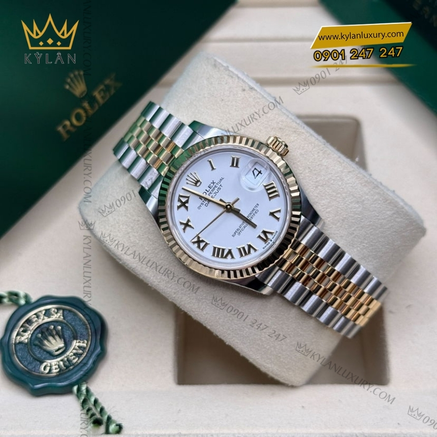 Kỳ Lân Luxury rolex datejust 31 278273 0002 trang la ma 8 Đồng hồ Rolex Datejust 31 mặt trắng La Mã 278273-0002