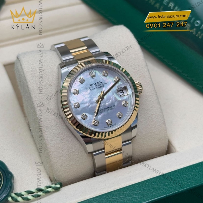 Kỳ Lân Luxury rolex datejust 31 278273 0027 xa cu dinh kim 3 Đồng hồ Rolex Datejust 31 xà cừ đính kim 278273-0027