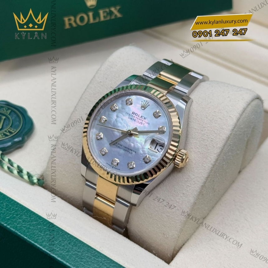 Kỳ Lân Luxury rolex datejust 31 278273 0027 xa cu dinh kim 7 Đồng hồ Rolex Datejust 31 xà cừ đính kim 278273-0027