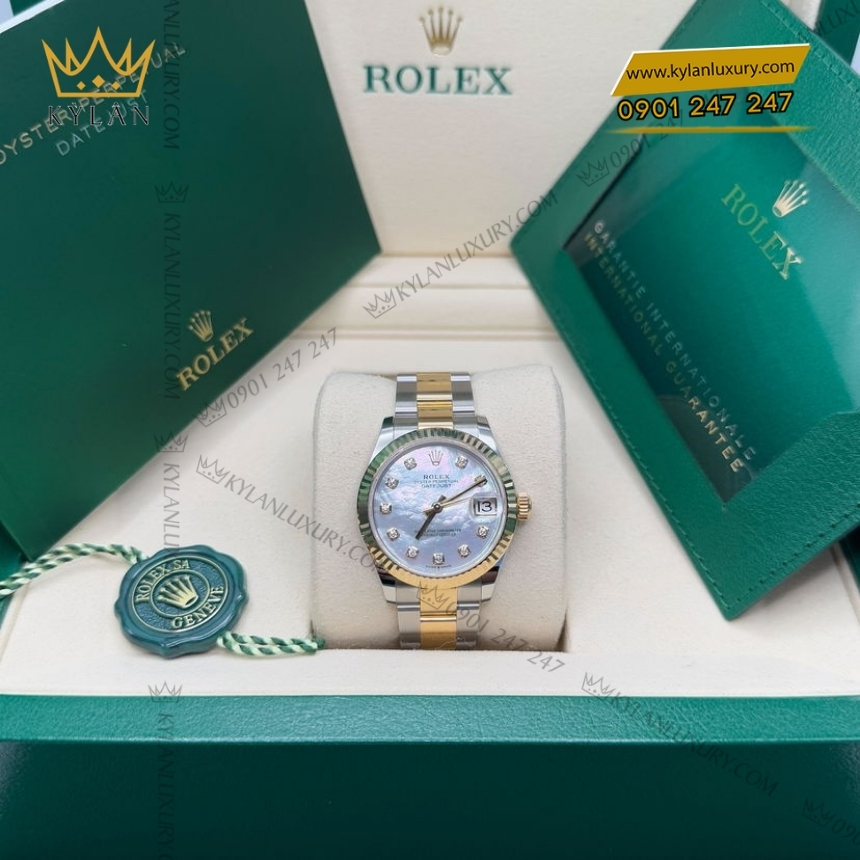 Kỳ Lân Luxury rolex datejust 31 278273 0027 xa cu dinh kim 8 Đồng hồ Rolex Datejust 31 xà cừ đính kim 278273-0027