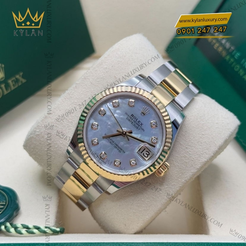 Kỳ Lân Luxury rolex datejust 31 278273 0027 xa cu dinh kim 9 Đồng hồ Rolex Datejust 31 xà cừ đính kim 278273-0027