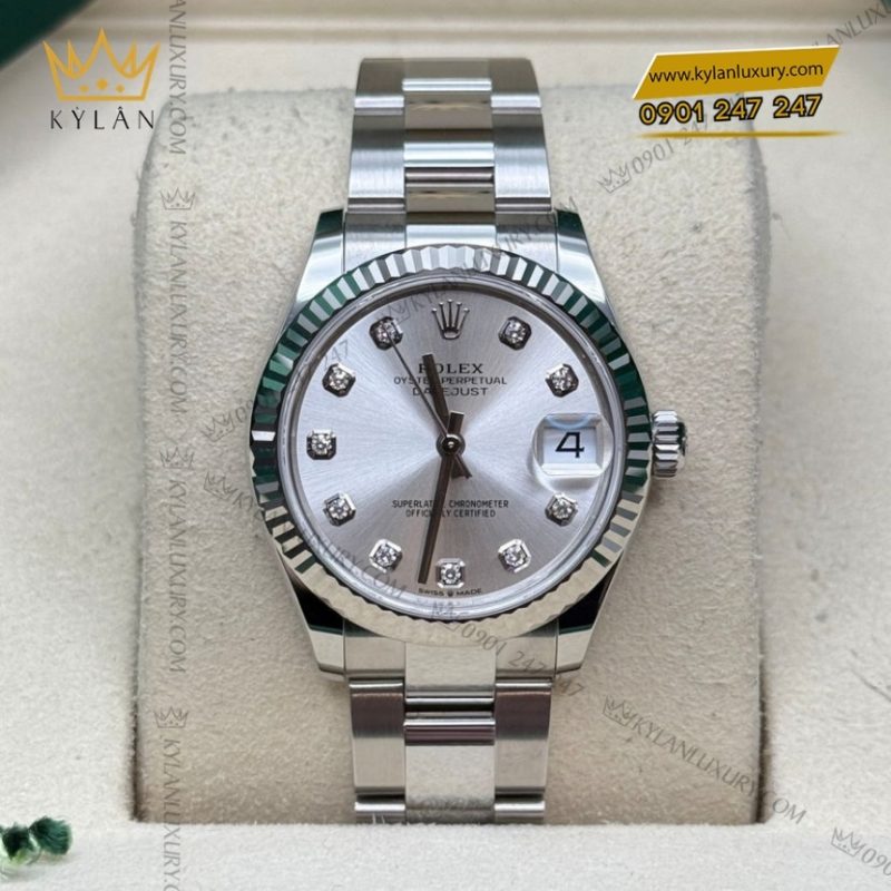 Đồng hồ Rolex Datejust 31 mặt bạc cọc kim 278274-0029
