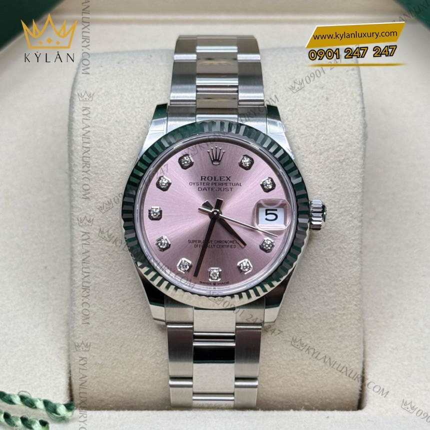 Kỳ Lân Luxury rolex datejust 31 278274 0031 hong kim cuong 6 Đồng hồ Rolex Datejust 31 hồng kim cương 278274-0031