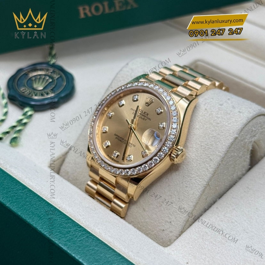 Kỳ Lân Luxury rolex datejust 31 278288rbr 0005 champagne vanh kim 5 Đồng hồ Rolex Datejust 31 champagne vành kim 278288RBR-0005