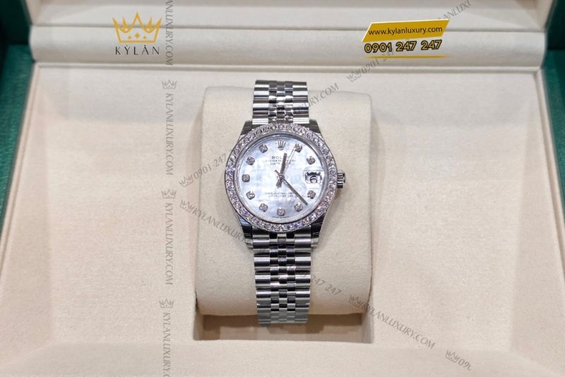 Đồng hồ Rolex Datejust 31 xà cừ custom vành kim tròn 278274-0006