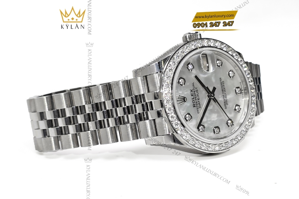 Kỳ Lân Luxury rolex datejust 31 m278274 0006 custom vanh kim 6 Đồng hồ Rolex Datejust 31 xà cừ custom vành kim tròn 278274-0006