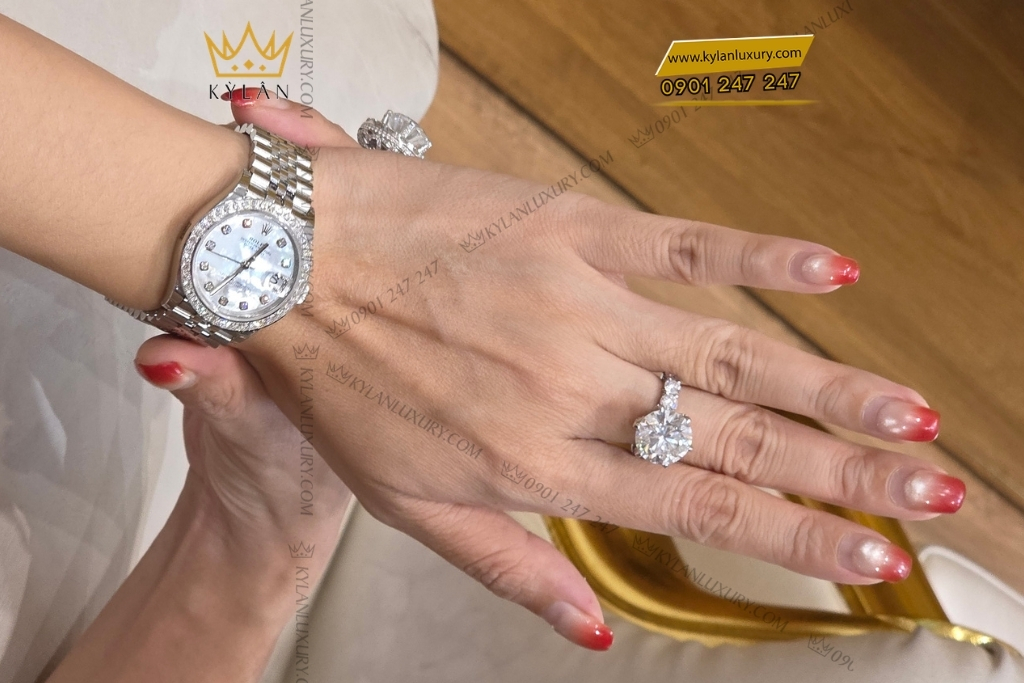Kỳ Lân Luxury rolex datejust 31 m278274 0006 custom vanh kim 9 Đồng hồ Rolex Datejust 31 xà cừ custom vành kim tròn 278274-0006