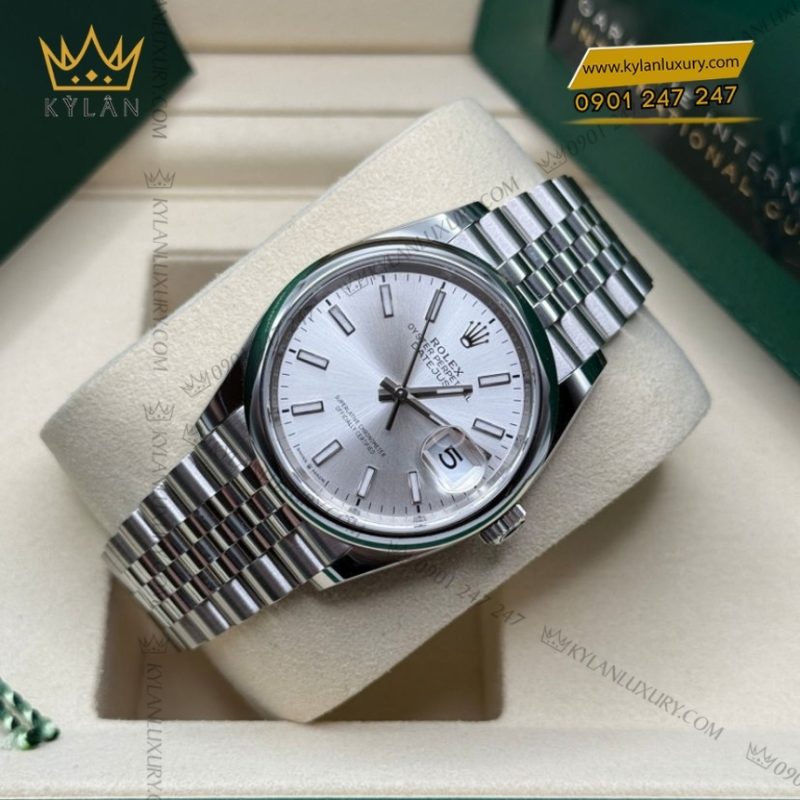 Đồng hồ Rolex Datejust 36 mặt bạc vành trơn 126200-0001