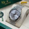 Đồng hồ Rolex Datejust 36 mặt bạc vành trơn 126200-0001