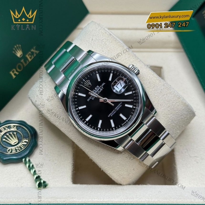 Kỳ Lân Luxury rolex datejust 36 126200 0004 mat so den 5 Đồng hồ Rolex Datejust 36 mặt đen vành trơn 126200-0004
