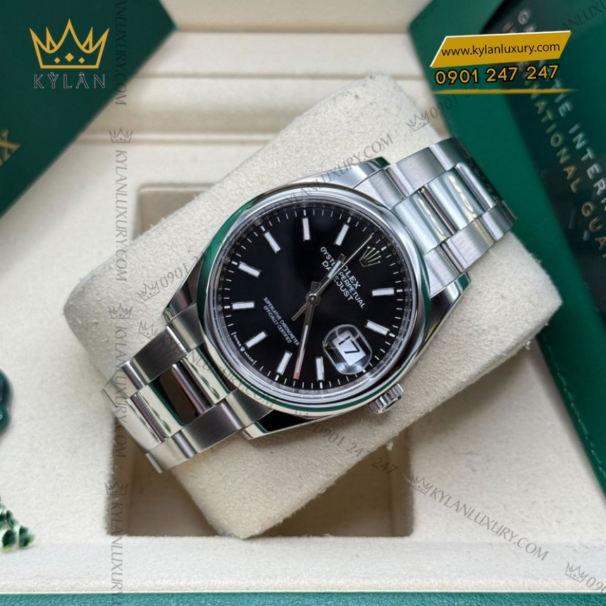 Kỳ Lân Luxury rolex datejust 36 126200 0004 mat so den 6 Đồng hồ Rolex Datejust 36 mặt đen vành trơn 126200-0004