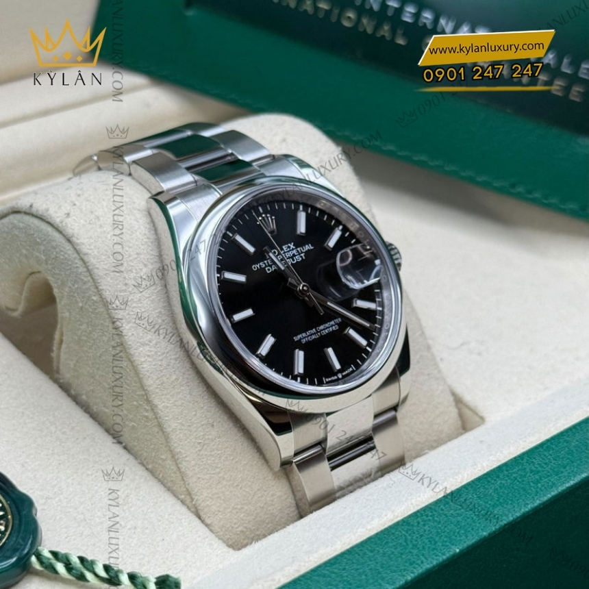 Kỳ Lân Luxury rolex datejust 36 126200 0004 mat so den 7 Đồng hồ Rolex Datejust 36 mặt đen vành trơn 126200-0004