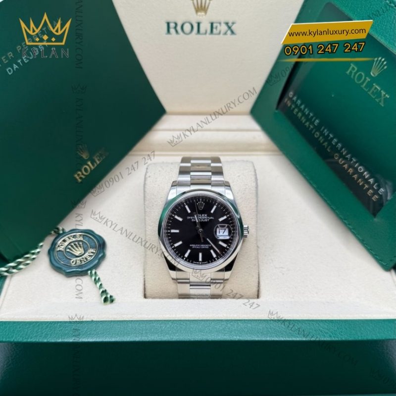 Đồng hồ Rolex Datejust 36 mặt đen vành trơn 126200-0004