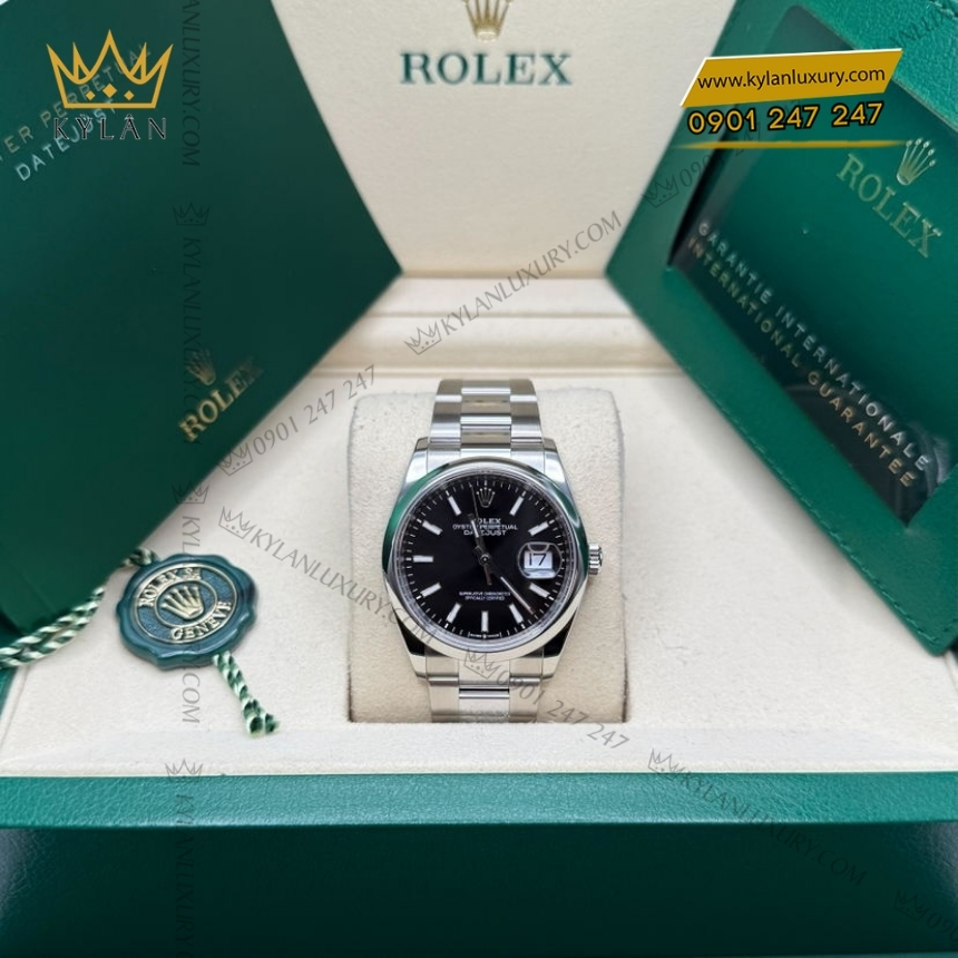 Kỳ Lân Luxury rolex datejust 36 126200 0004 mat so den 9 Đồng hồ Rolex Datejust 36 mặt đen vành trơn 126200-0004
