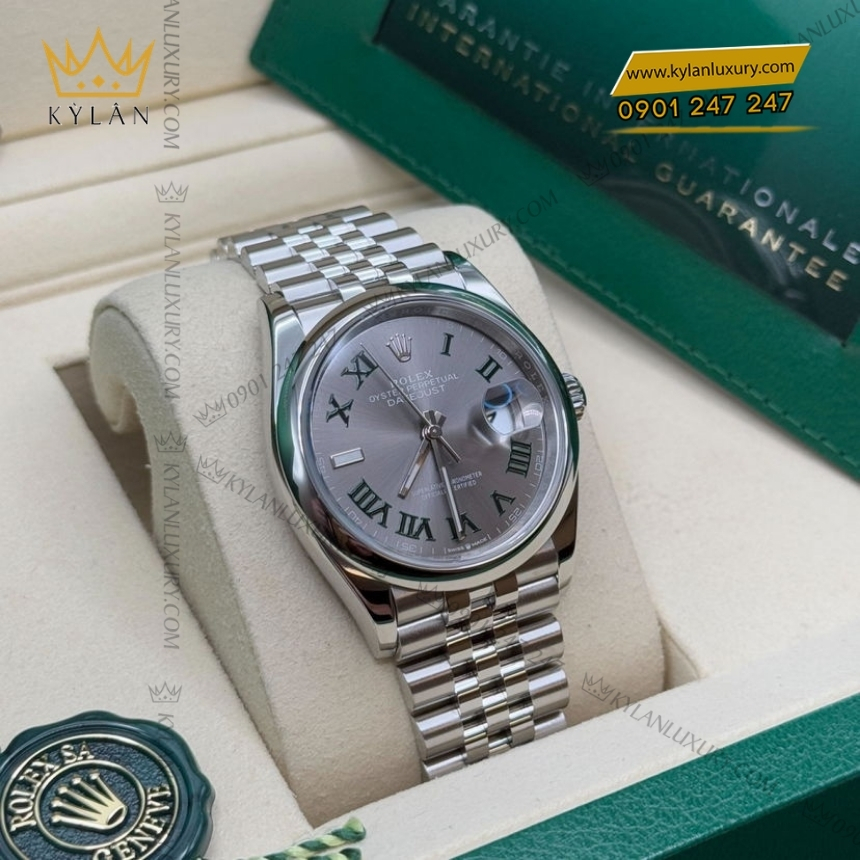 Kỳ Lân Luxury rolex datejust 36 126200 0017 wimbledon 7 Đồng hồ Rolex Datejust 36 Wimbledon vành trơn 126200-0017