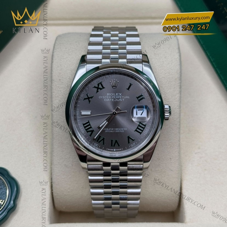 Kỳ Lân Luxury rolex datejust 36 126200 0017 wimbledon 8 Đồng hồ Rolex Datejust 36 Wimbledon vành trơn 126200-0017