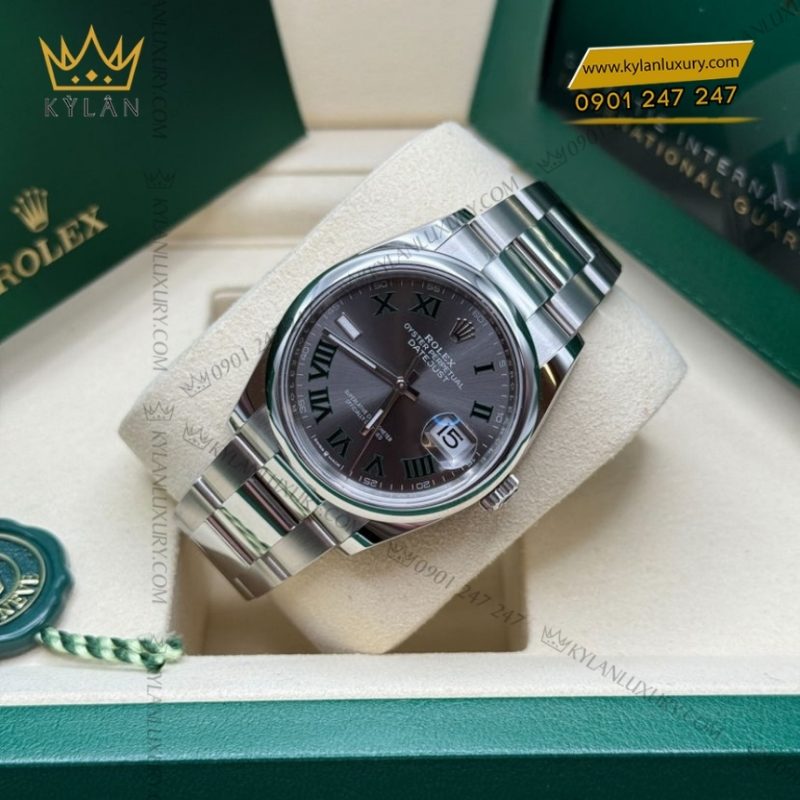 Đồng hồ Rolex Datejust 36 xám La Mã vành trơn 126200-0018