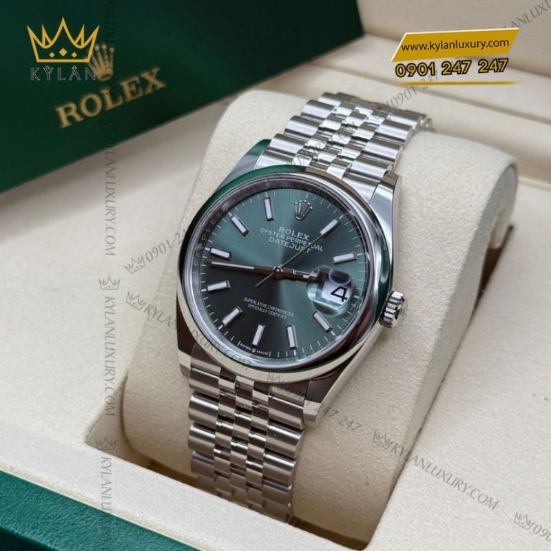 Đồng hồ Rolex Datejust 36 xanh mint vành trơn 126200-0023