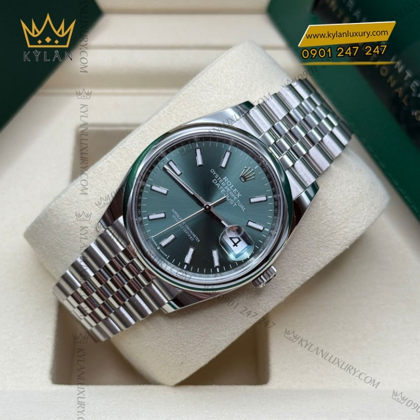 Kỳ Lân Luxury rolex datejust 36 126200 0023 xanh mint vanh tron 9 Đồng hồ Rolex Datejust 36 xanh mint vành trơn 126200-0023