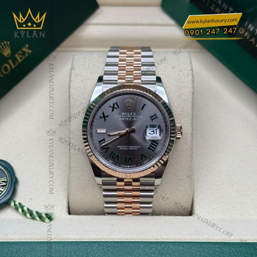 Kỳ Lân Luxury rolex datejust 36 126231 0029 wimbledon 4 Rolex Datejust 36 Wimbledon demi vàng hồng 126231-0029