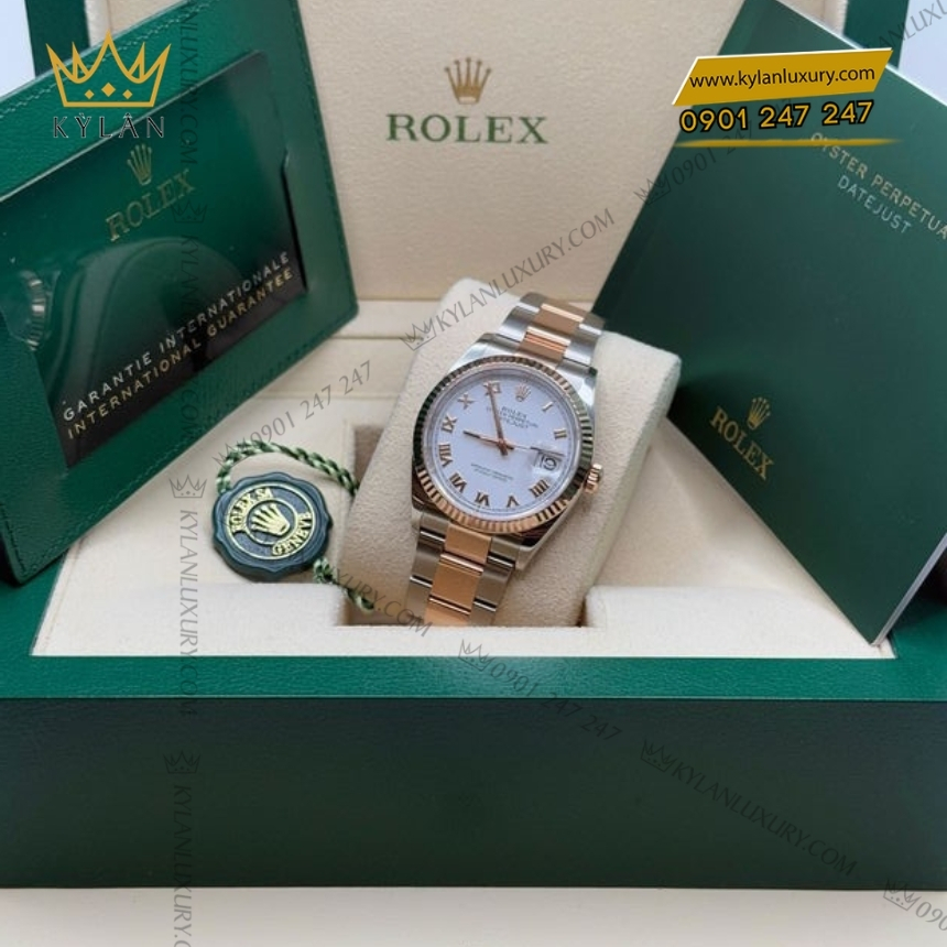 Kỳ Lân Luxury rolex datejust 36 126231 0046 trang la ma 5 Đồng hồ Rolex Datejust 36 mặt trắng La Mã 126231-0046
