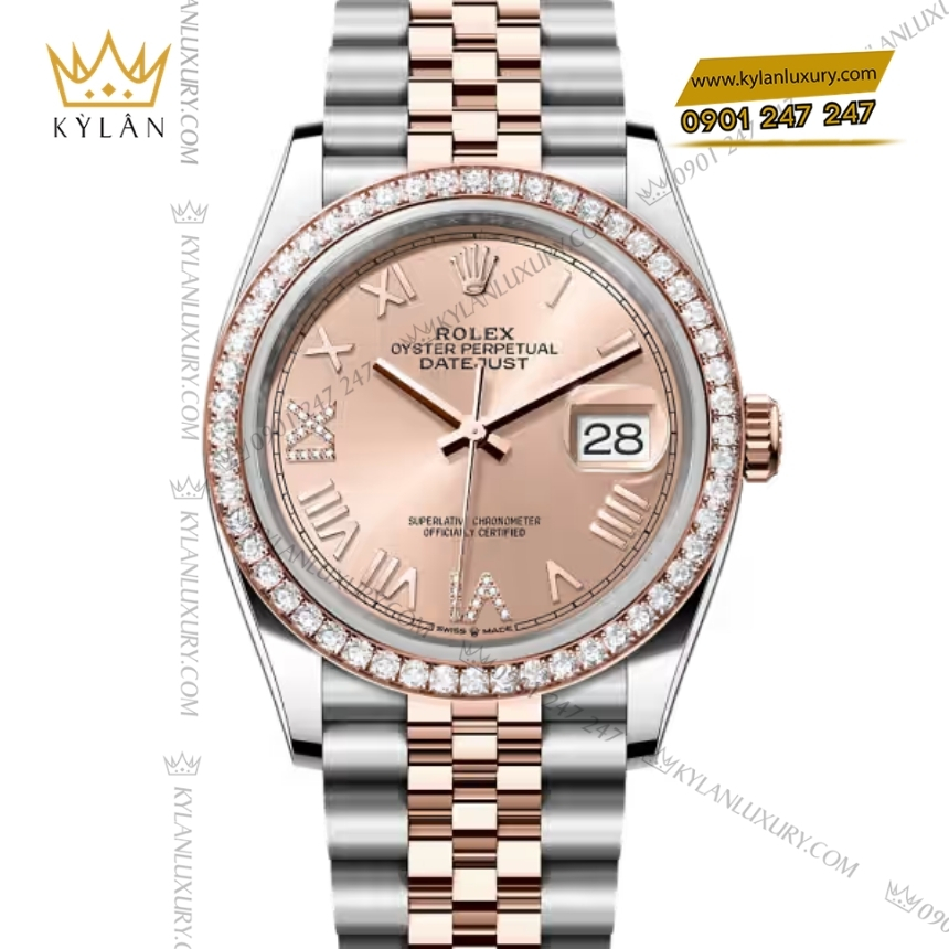 Kỳ Lân Luxury rolex datejust 36 126281rbr 0037 hong vanh kim 2 Đồng hồ Rolex Datejust 36 hồng vành kim 126281RBR-0037