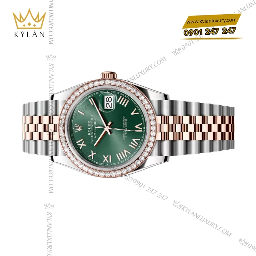 Kỳ Lân Luxury rolex datejust 36 126281rbr 0039 xanh bac ha 3 Đồng hồ Rolex Datejust 36 xanh bạc hà vành kim 126281RBR-0039