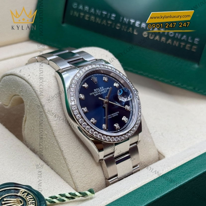 Kỳ Lân Luxury rolex datejust 36 126284rbr 0030 xanh duong vanh kim 5 Đồng hồ Rolex Datejust 36 xanh dương cọc kim 126284RBR-0030