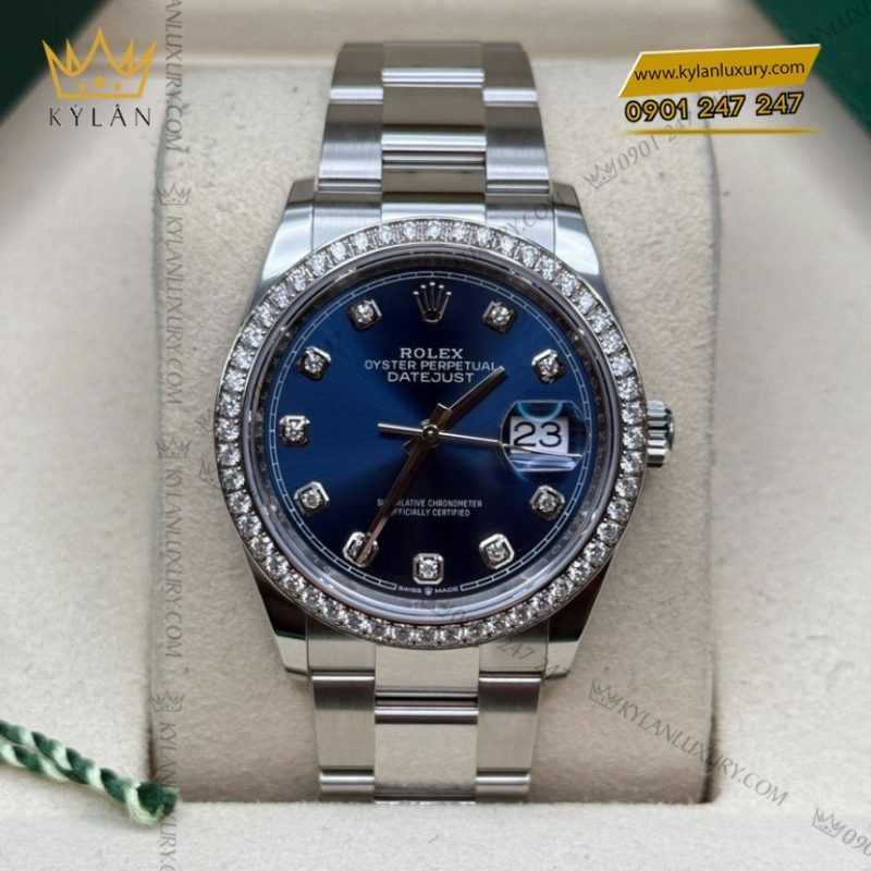 Đồng hồ Rolex Datejust 36 xanh dương cọc kim 126284RBR-0030