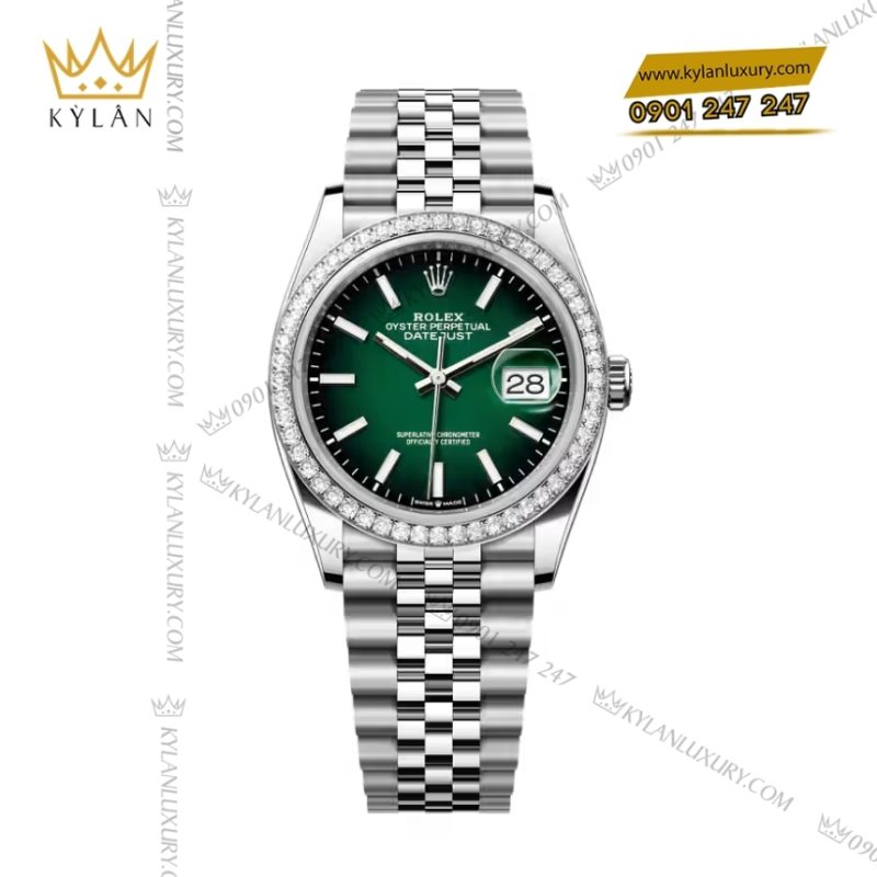 Đồng hồ Rolex Datejust 36 xanh ombré dạ quang 126284RBR‑0051