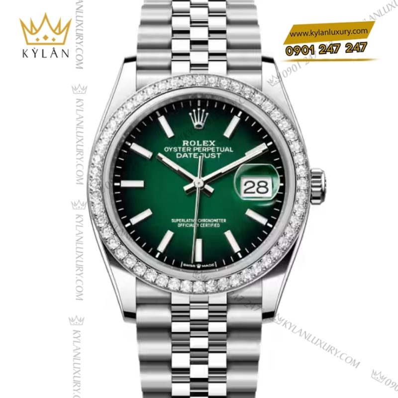 Đồng hồ Rolex Datejust 36 xanh ombré dạ quang 126284RBR‑0051