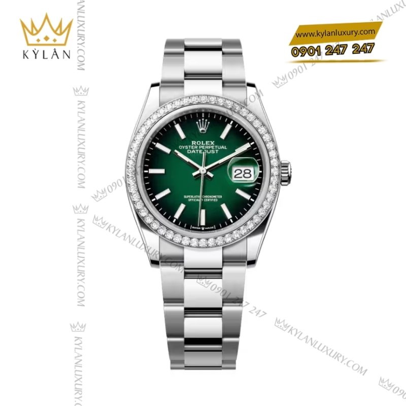 Đồng hồ Rolex Datejust 36 xanh ombré vành kim 126284RBR-0052